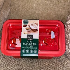 ❤️ 🐶❤️NWT ECO Circoa Red Bento Lunch Box with Dachshund Design